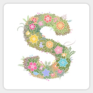 "S" Floral Letter Monogram Sticker